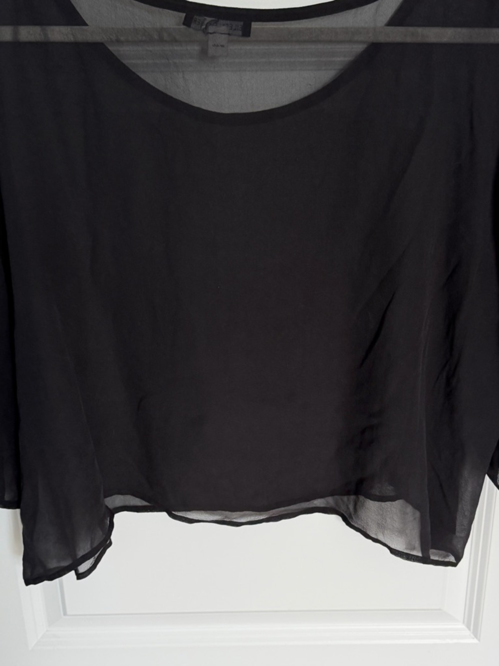 Eileen Fisher Black Sheer Crop Women's Top Size Small 54581 - Picture 13 of 15
